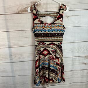 Banana Lemon African Print Sleeveless A-Line Mini Dress Size Small